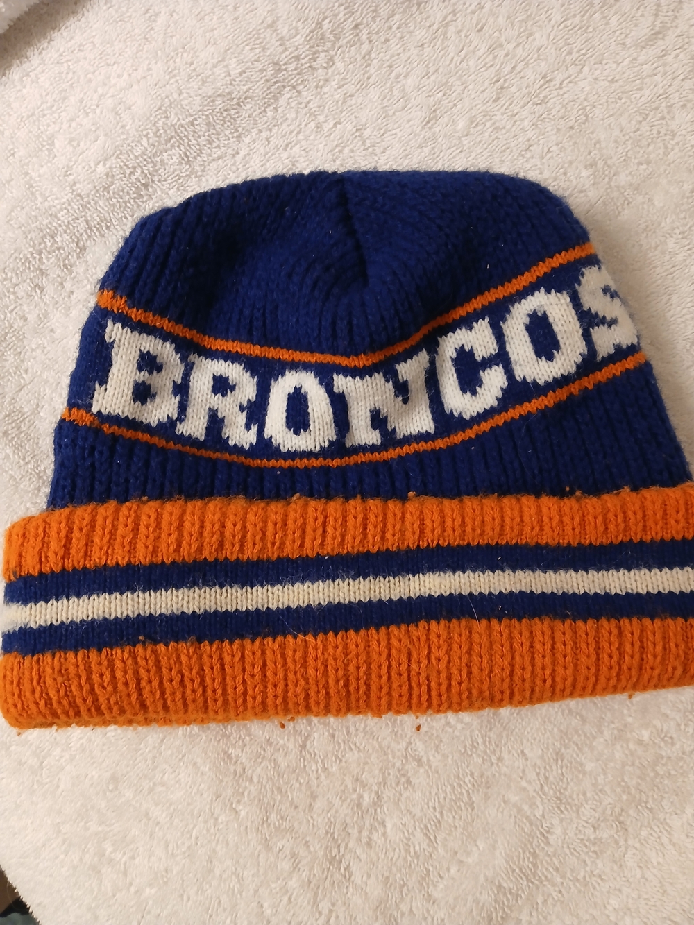 Broncos Knit Cuffed Beanie - Blue & Orange